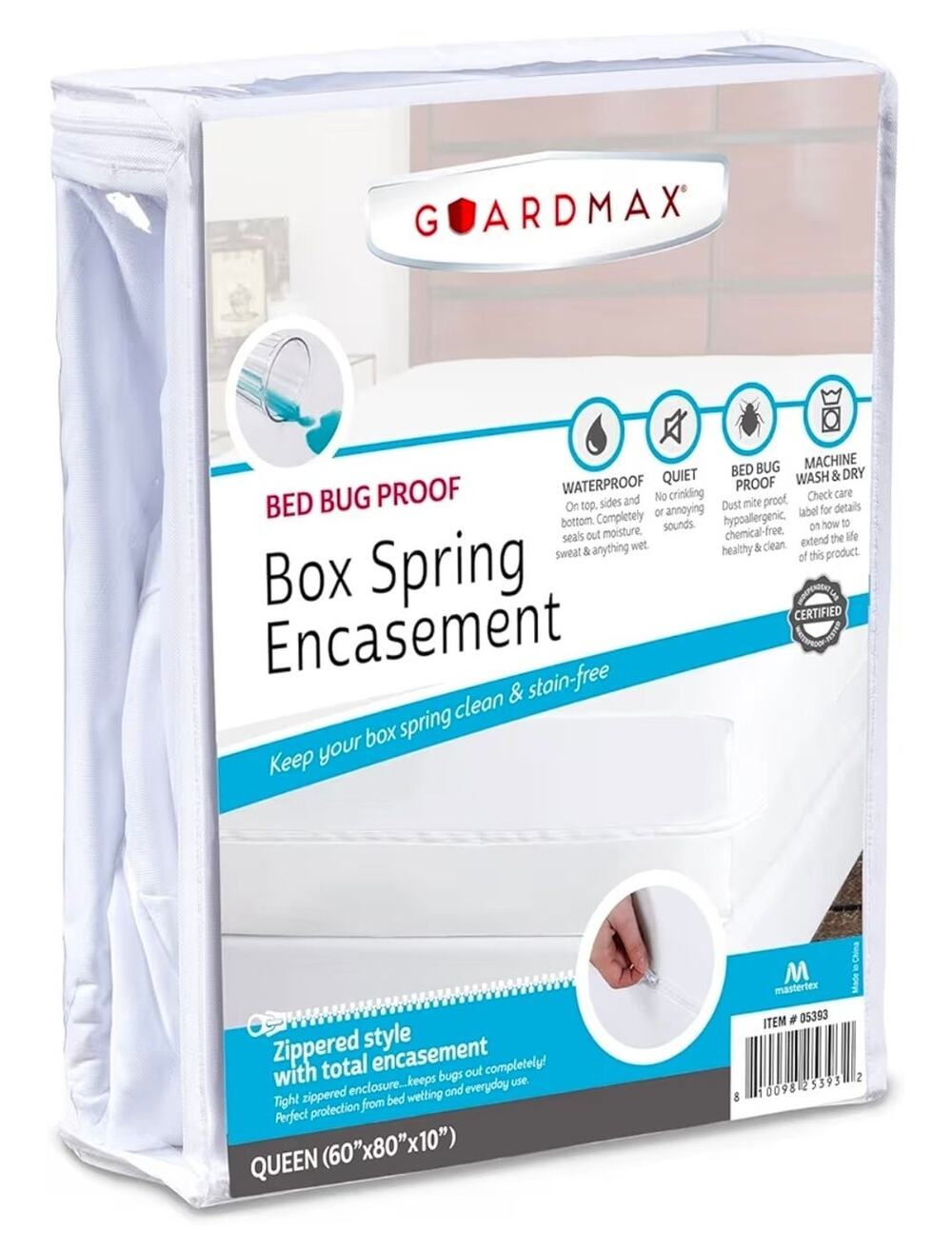 Guardmax Waterproof Queen Mattress or Box Spring Protector w/Zipper (60"x80"x10"